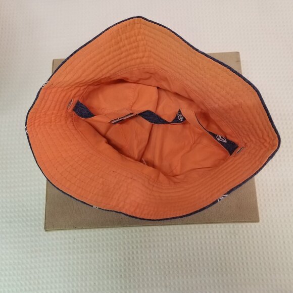 Reversible Baby Bucket Sunhat Blue Denim Sailboat Pattern - Picture 3 of 3